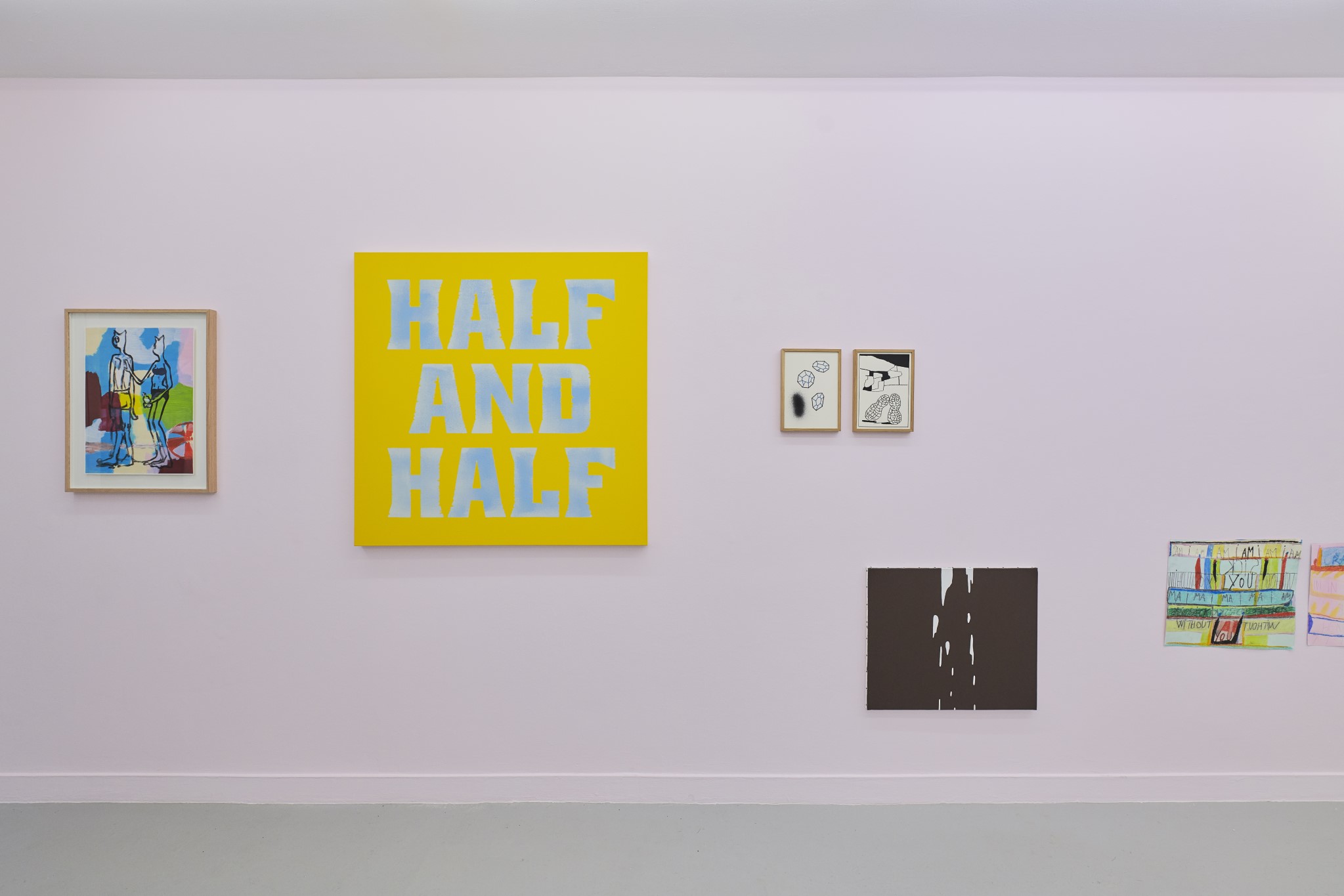 Everybody's looking for something - salle 3 (money, food, love) - Camila Oliveira Fairclough,Karina Bisch & Nicolas Chardon,Corentin Canesson,Valentin Carron,Claude Closky,Anne-Lise Coste,Raffaella Della Olga,Éléonore False,Sylvie Fanchon,Corita Kent,Jonathan Martin,Sophie Nys,Hugo Pernet,Christian Robert-Tissot,Alain Séchas,Sarah Tritz,Emmanuel Van der Meulen,Fabio Viscogliosi